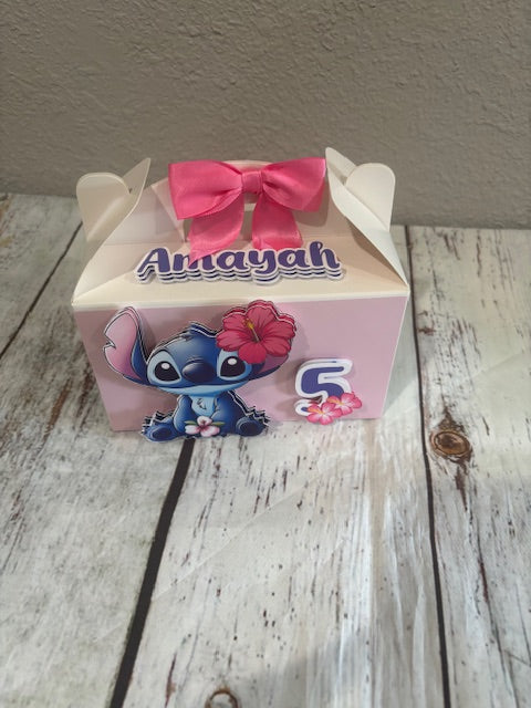 Stitch favor boxes, birthday party boxes, Set of 6 boxes.