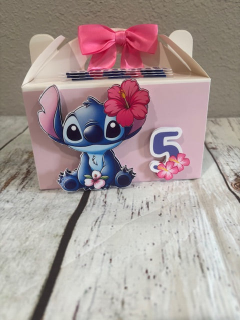 Stitch favor boxes, birthday party boxes, Set of 6 boxes.